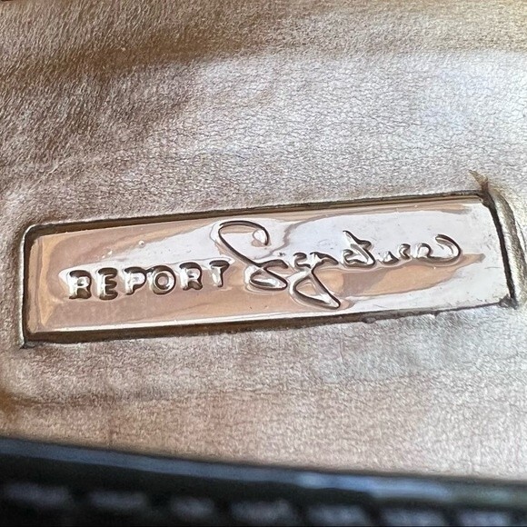 Report Signature Mossy Greenish Gray Patent Leather Peep Toe Heel Pump Women 8 - Picture 7 of 10